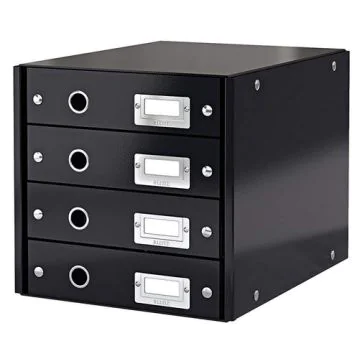 Photo Boite de classement WOW - 4 tiroirs - Noir LEITZ Click et Store 6049-00-95