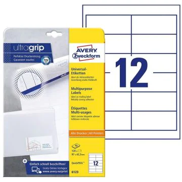 Photo Étiquettes adhésives - 97 x 42,3 mm - Blanc AVERY Office and Home