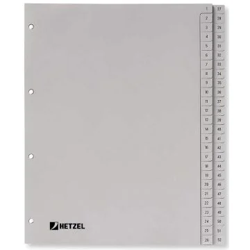 Photo HETZEL : Jeu de 52 intercalaires à chiffres en plastique - 226 x 297 mm