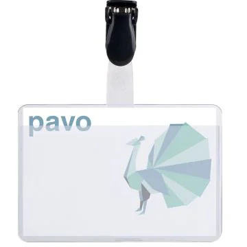 Photo Lot de 50 Badges en plastique avec clip - 90 x 60 mm : PAVO