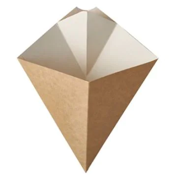 Photo Cornet à frites avec compartiment à sauce - 165 x 195 mm PAP STAR Pure