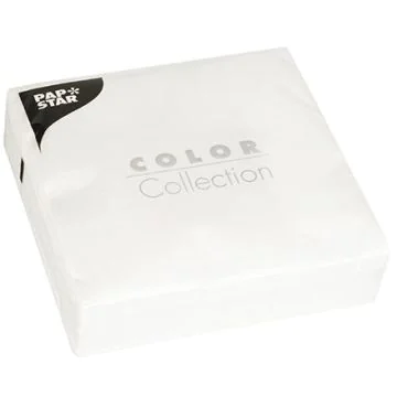 Photo Lot de 50 Serviettes de table unies Blanc PAP STAR 86976