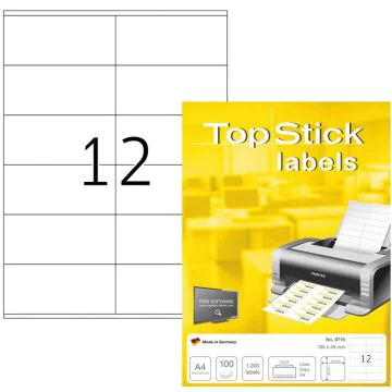 Photo Étiquettes adhésives blanches - 105 x 48 mm TOP STICK 8715
