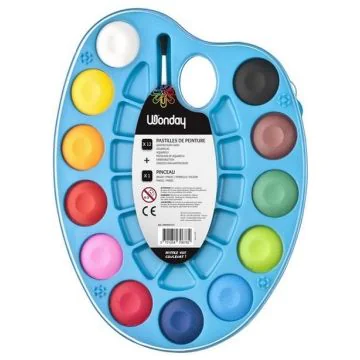 Photo Palette de pastilles de gouache - 12 couleurs WONDAY