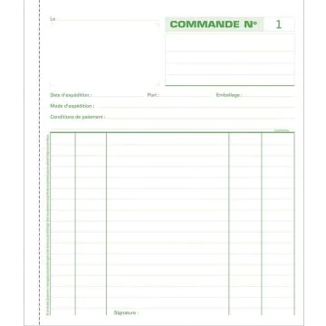 Photo BON DE COMMANDE Carnet autocopiant Dupli - 210 x 180 mm EXACOMPTA 