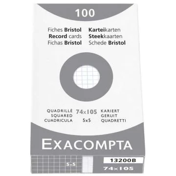 Photo Fiches Bristol quadrillées - 74 x 105 mm - Blanc EXACOMPTA Image