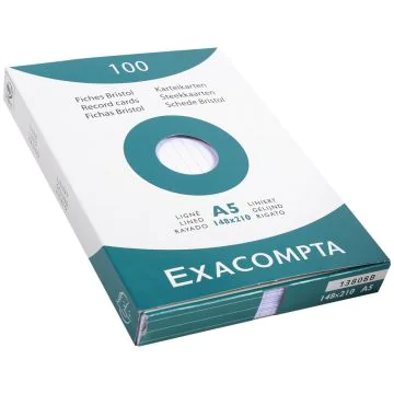 Photo Fiches Bristol lignées - 148 x 210 mm - Blanc EXACOMPTA Image