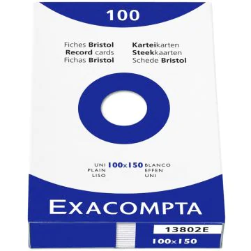 Photo Fiches Bristol unies - 100 x 150 mm - Blanc EXACOMPTA Image