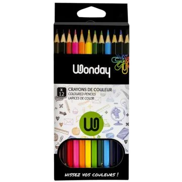 Boite de 12 Crayons de couleur - Assortiment WONDAY