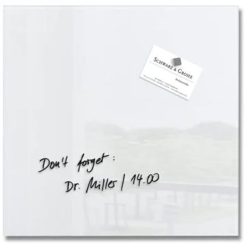 Photo Tableau magnétique en verre - 300 x 300 mm - Blanc SIGEL