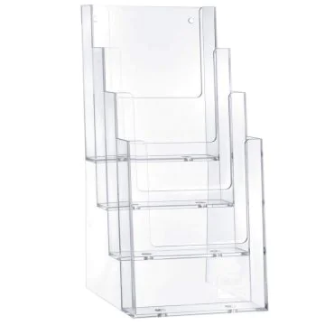 Photo Présentoir de table - 4 compartiments 1/3 de format A4 - Transparent : HELIT H2352002