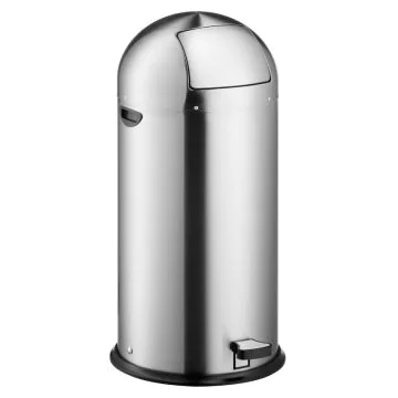 Photo Poubelle à pédale en acier avec clapet push 52 litres - Argent : HELIT H2405400