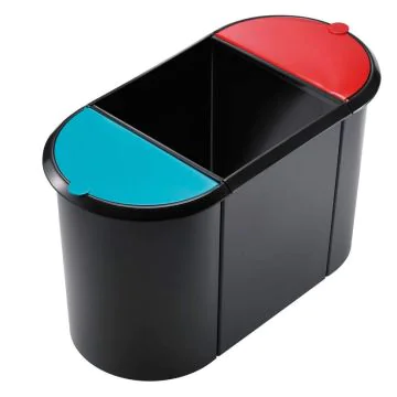 Photo Corbeille à papier en plastique - Trio System Noir/Vert/Rouge : HELIT H6103596