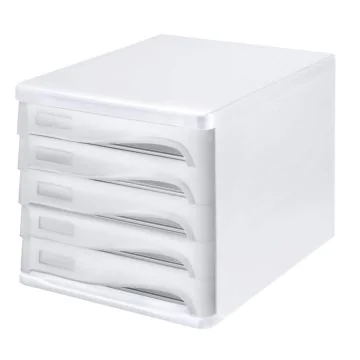 Photo Bloc de rangement - 5 tiroirs - Blanc/Gris clair : HELIT H6129482
