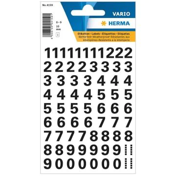 Photo 4159 HERMA  : Etiquettes de chiffres noirs autocollants - 10 mm