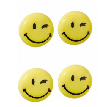 Photo Lot de 4 Aimants SMILEY 40 mm - Jaune et Noir : FRANKEN