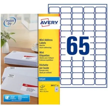 Photo Petites étiquettes - 38,1 x 21,2 mm - Jet d'encre - Blanc AVERY