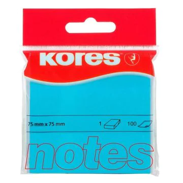Photo Notes adhésives - Bleu néon - 75 x 75 mm : KORES