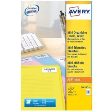 Mini-étiquettes - 22 x 12,7 mm - Blanc AVERY L7653