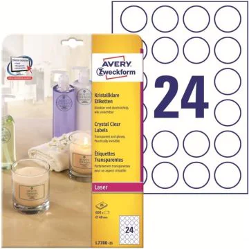 Photo Étiquettes adhésives résistantes - Diamètre de 30 mm - Transparent AVERY