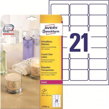 Photo Étiquettes adhésives résistantes - 63,5 x 38,1 mm - Transparent AVERY