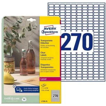 Photo Étiquettes adhésives résistantes - 17,8 x 10 mm - Transparent AVERY
