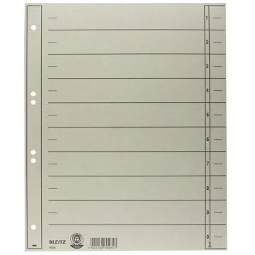 Photo Lot de 100 Intercalaires en carton 230 g - 240 x 300 mm - Gris : LEITZ - 1658-00-85