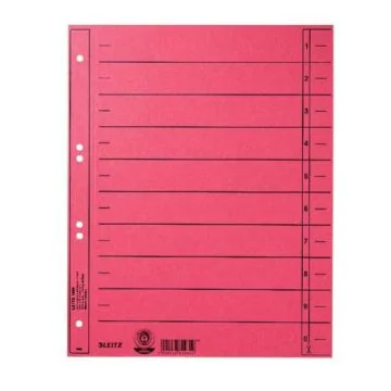 Photo Intercalaires en carton - 240 x 300 mm - Rouge : LEITZ Lot de 100 - 1658-00-25
