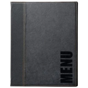 Photo Protège-menus A4 imitation cuir - Noir : SECURIT Trendy 