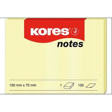 Image KORES  : Blocs de notes adhésives  Jaune - 100 x 75 mm N46100