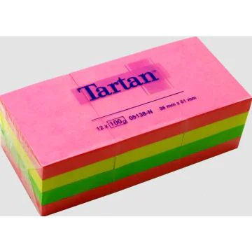 Photo Bloc-Notes adhésives - Couleurs Néon assorties - 38 x 51 mm Tartan 28058