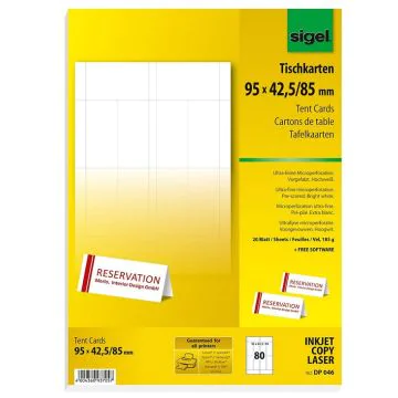 Photo SIGEL DP046 Carte de table d'identification Personnalisable