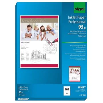 Photo SIGEL IP288  : Lot de 200 papiers photos couchés - A4 - 95 g/m² 