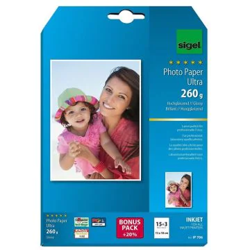 Photo SIGEL IP706 : papiers photos Ultra - 13 x 18 cm - 260 g/m² 