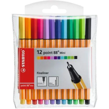 Photo STABILO : Lot de 12 stylos-feutres - Fineliner point 88 Mini 688/12-1