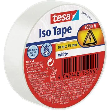 Photo TESA 56192-00011-01 : Ruban adhésif isolant - ISO TAPE - 15 mm x 10 m - Blanc