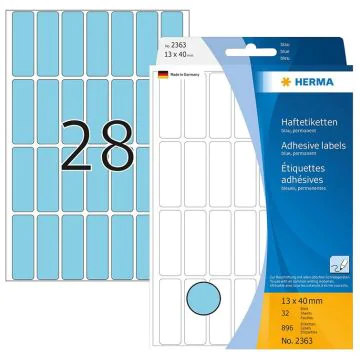Photo HERMA 2363 : Lot de 896 étiquettes - 13,0 x 40,0 mm - Bleu