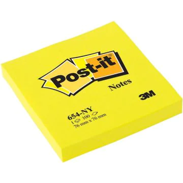 POST-IT Notes adhésives repositionnables Jaune néon - 76 x 76 mm