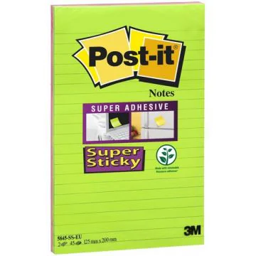 POST-IT : Bloc notes ligné 2 couleurs - 125 x 200 mm