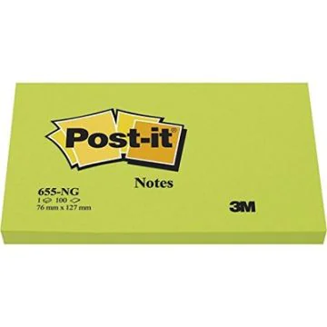 POST-IT Notes adhésives repositionnables Vert néon - 127 x 76 mm