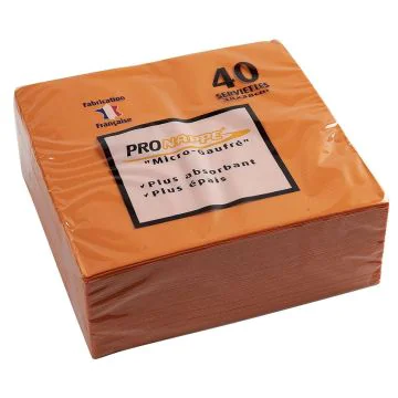 Serviettes de table Micro-Gaufrées - 380 x 380 mm - Orange PRO NAPPE Lot de 40 image
