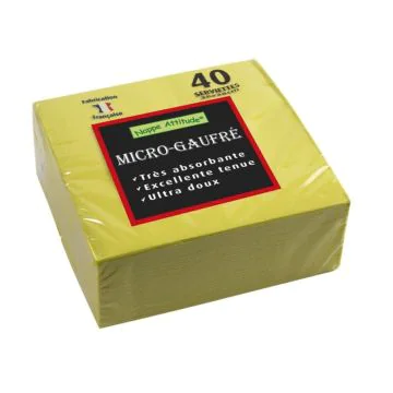 Serviettes de table Micro-Gaufrées - 380 x 380 mm Jaune PRO NAPPE Lot de 40 image