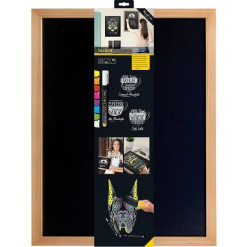 Ardoise murale - Cadre teck - 400 x 600 mm : SECURIT Woody Visuel