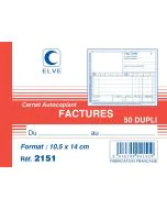 FACTURIER Carnet autocopiant Dupli - 140 x 105 mm  ELVE 2151