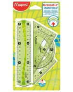 Photo Matériel de géométrie - Règle, équerres et rapporteur MAPED Mini Flex Vert