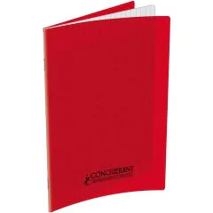 Cahier d'écolier 48 pages Grands carreaux - 170 x 220 mm - Polypro Rouge : CONQUERANT Image