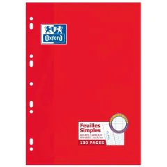Photo OXFORD : Feuilles mobiles Séyès - 100 pages - 210 x 297 mm (Grands carreaux)