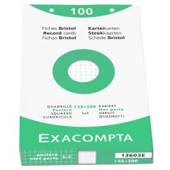 Photo Fiches Bristol quadrillées et perforées - 125 x 200 mm - Blanc EXACOMPTA Image
