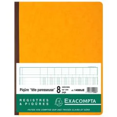 Registre à têtes paresseuses - 8 colonnes - 320 x 250 mm - Jaune EXACOMPTA Image
