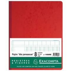 Registre à têtes paresseuses - 8 colonnes - 320 x 250 mm - Rouge EXACOMPTA Image